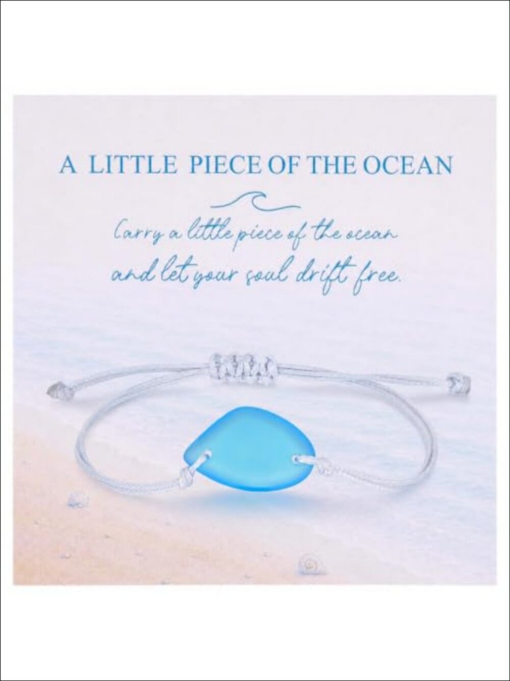 Natural Sea Glass Bracelet Coastal Summer Beach Jewelry Adjustable Cord